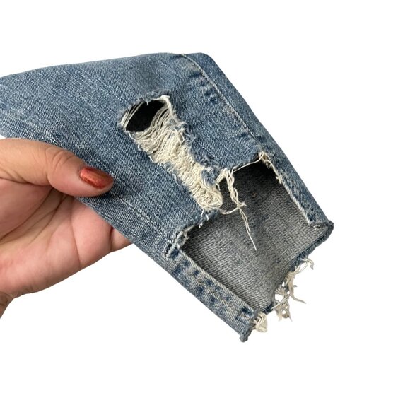 Good American Good Legs Skinny Distressed Step Hem Ankle Jeans Size 00 / 24 - Picture 3 of 6